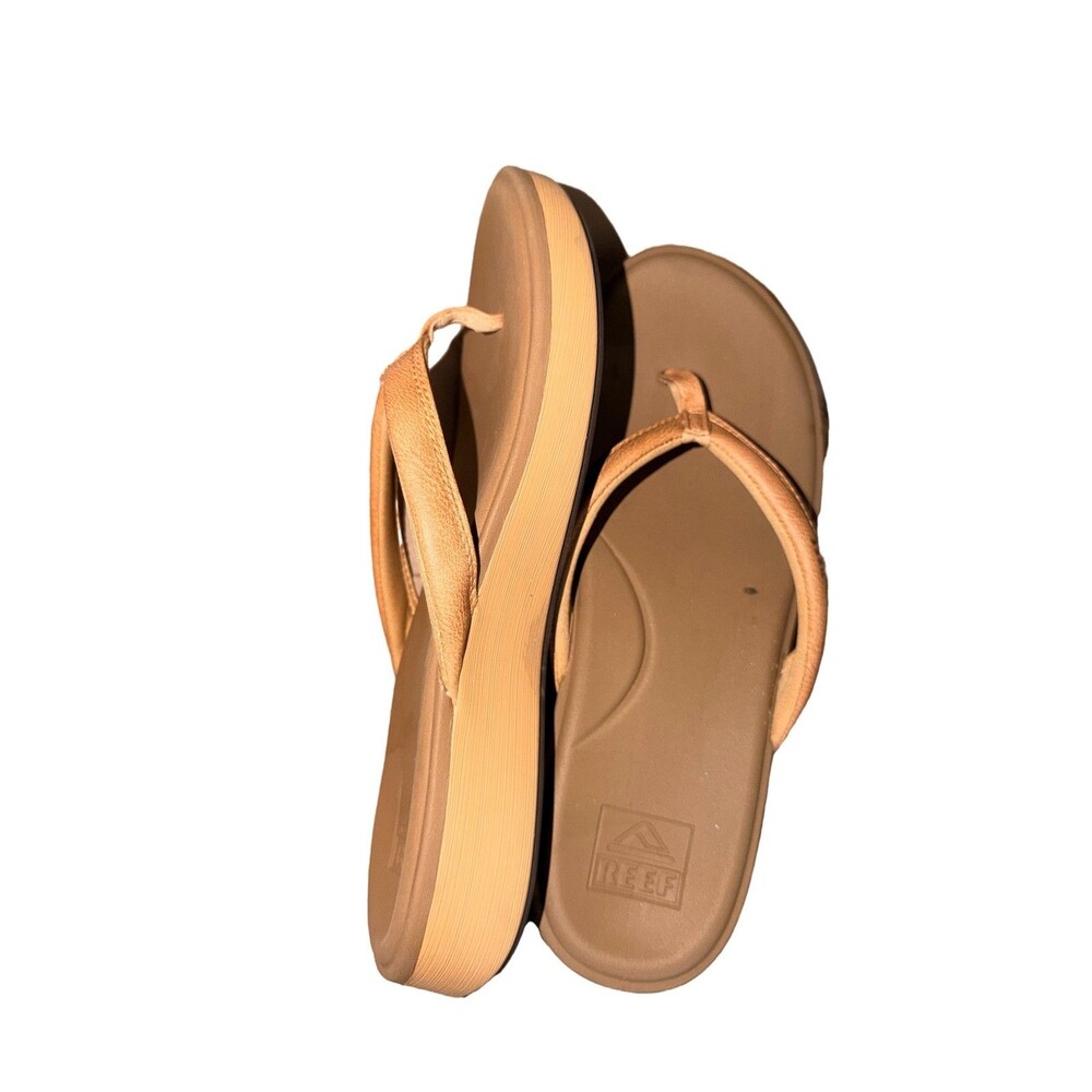 Reef Women's Cushion Cloud Platform Flip Flop Thong Sandals Tan sz 9 vegan